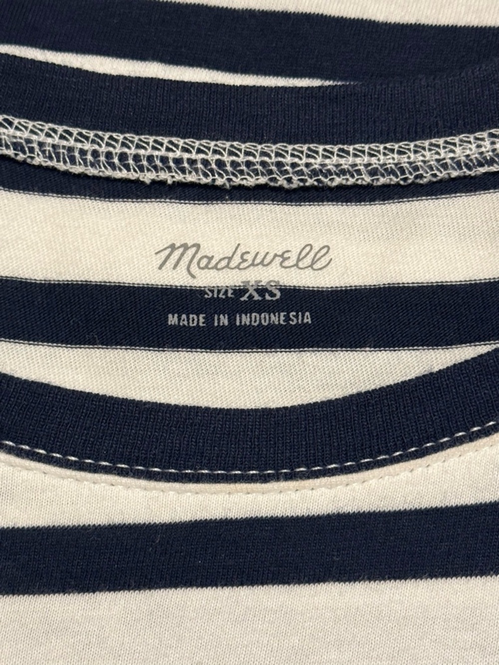Madewell 100% Cotton Northside Long Sleeve Tee in Stripe Navy & White - XS - Picture 9 of 11